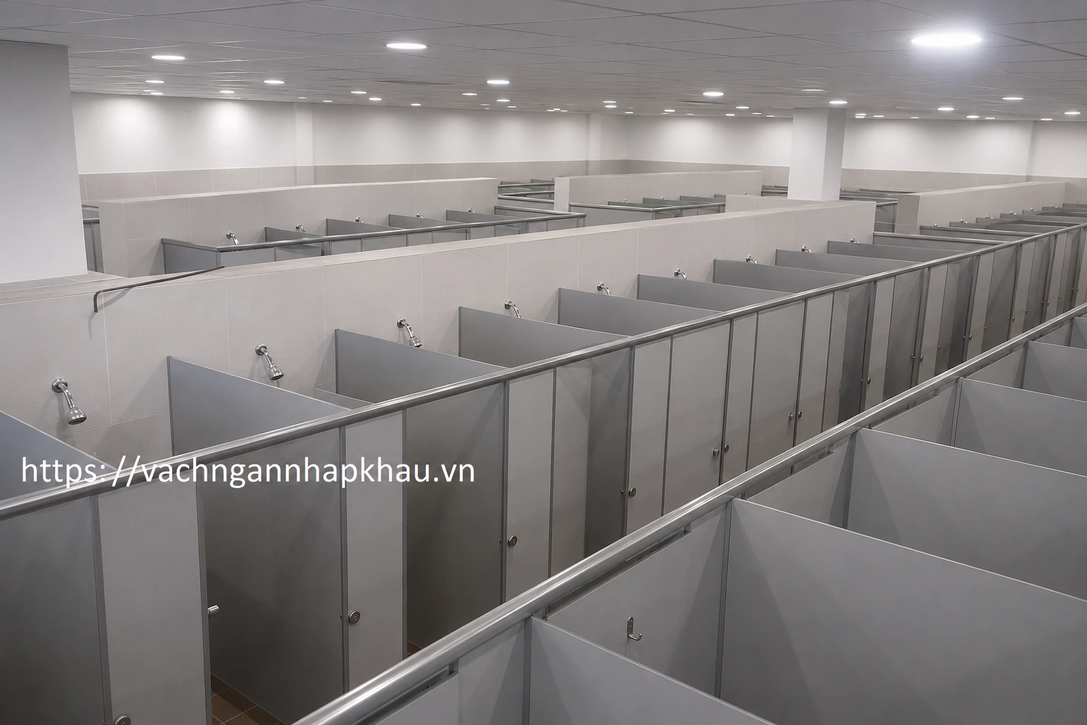 Thi công vách ngăn vệ sinh Compact tại Bệnh viện Dã chiến Củ Chi đợt Covid-19 năm 2020